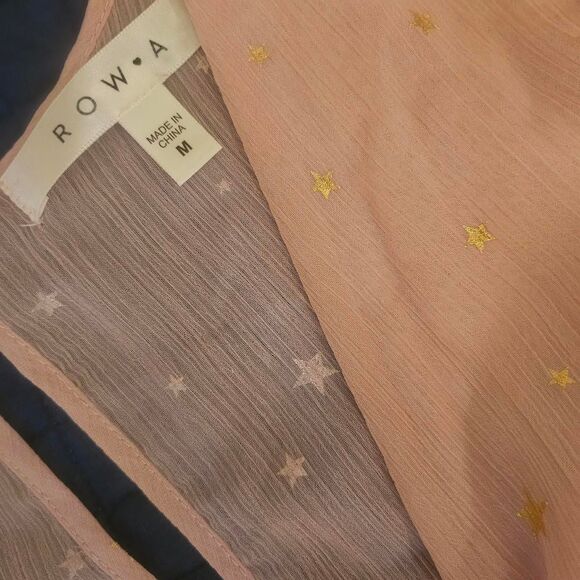 Pink Metallic Star Dress – Long Sleeve, Elastic Waist, Sheer Back - Picture 6 of 6